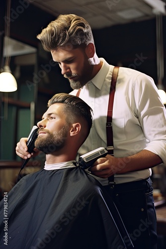 Man getting his hair trimmed and groomed