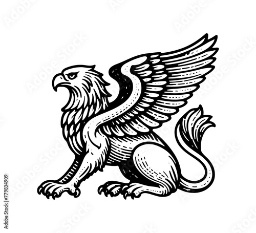 griffin mythological creature hand drawn vector illustration