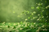 Floating clovers with a bokeh effect symbolize luck and fortune, perfect for St. Patrick's Day or themes of nature and serendipity.