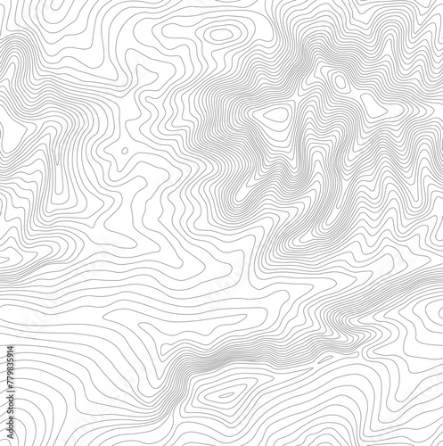 Seamless vector topographic map background. Line topography map seamless pattern. Mountain hiking trail over terrain. Contour background geographic grid. (ID: 779835914)