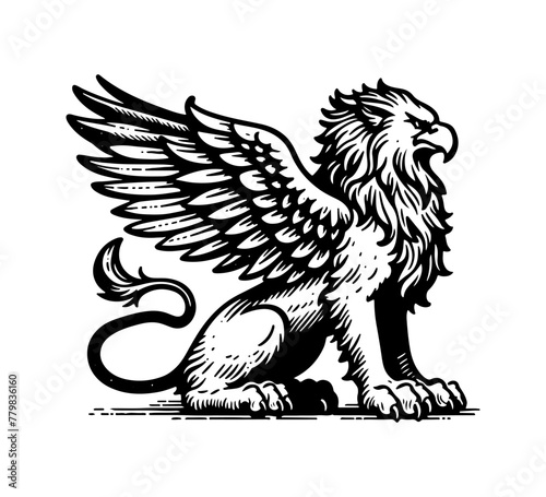 griffin mythological creature hand drawn vector illustration