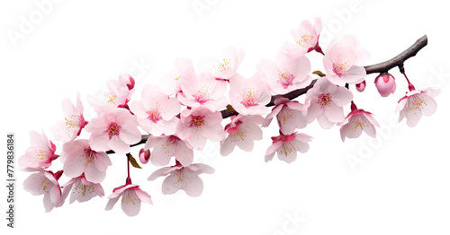 Blossoming cherry branch  cut out