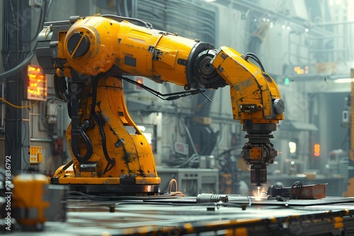 robot arm performing intricate welding task in factory