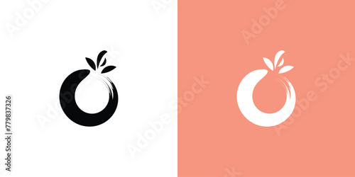 Simple peach logo design with unique concept| fruit logo| premium vector