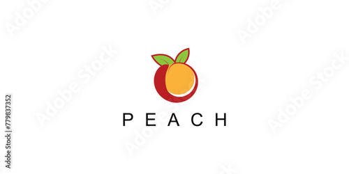 Simple peach logo design with unique concept| fruit logo| premium vector