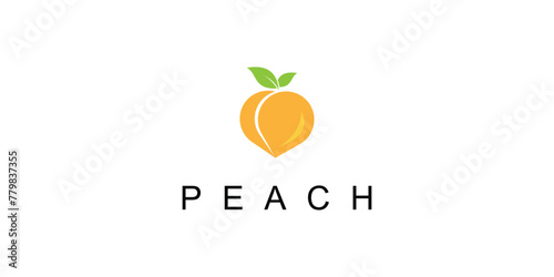 Simple peach logo design with unique concept| fruit logo| premium vector