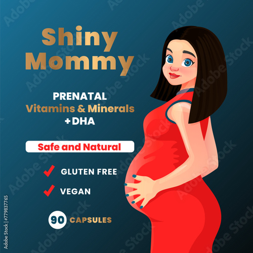 Vitamins for pregnant women. Packaging design. Vector illustration