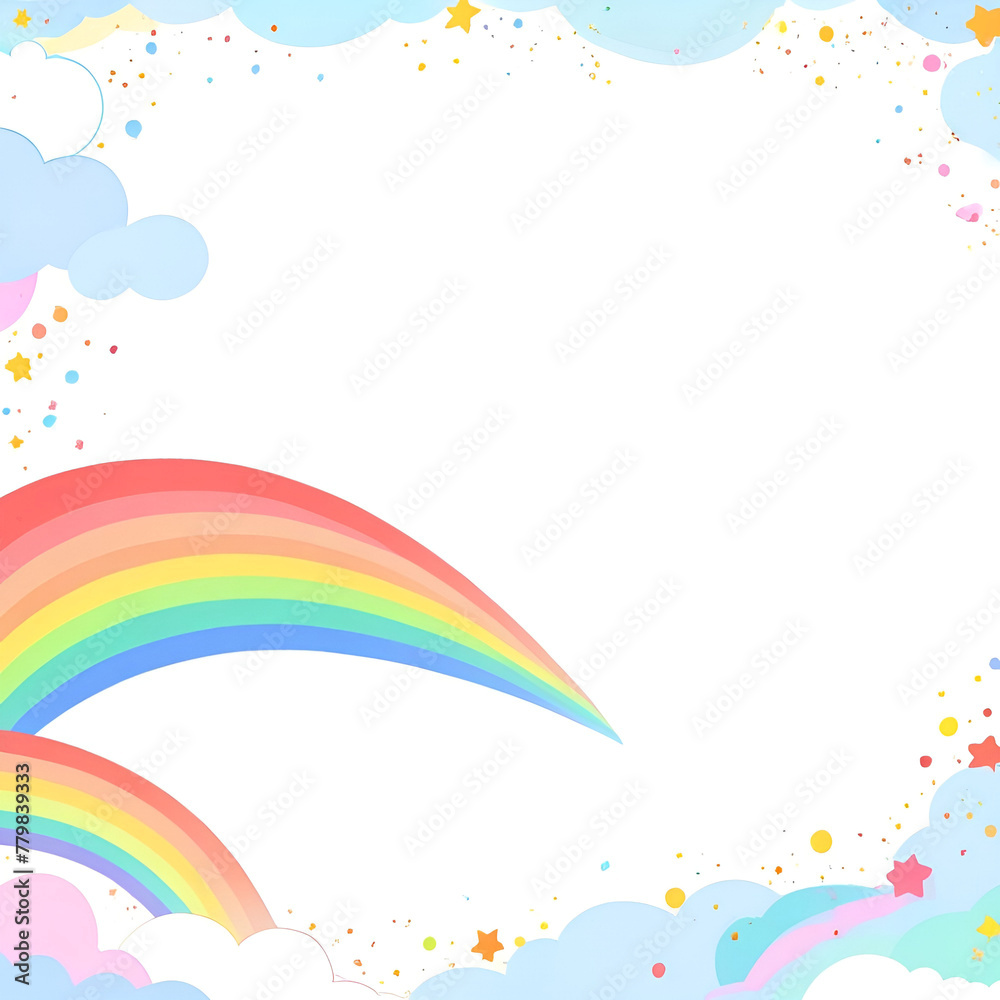 Blank_background_for_invitation_with_rainbow_2D_illust.Generative AI