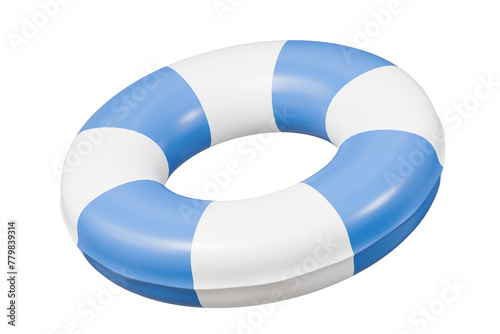 3d Inflatable blue swimming ring rubber icon. Summer and swimming concept, Time to travel concept. Minimal cartoon swimming ring creative icon. 3d rendering illustration.