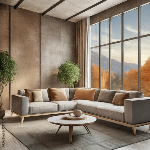 Modern Living Room in Earth Tones with a Canvas for Creativity © The Perfect Moment