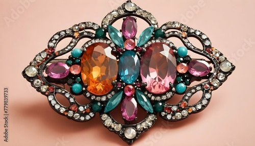A-Vintage-Inspired-Brooch-Embellished-With-Colorfu- 3