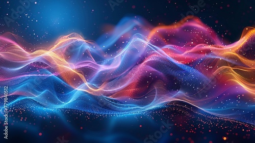 A dynamic abstract background with digital waves in vibrant hues, symbolizing the flow of information in the digital era, perfect for contemporary web design