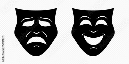 Vector isolated theatre mask icon set