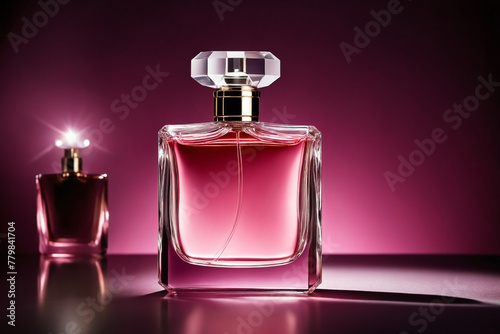 Perfume bottle - Advertising presentation of a perfume in shades of pink