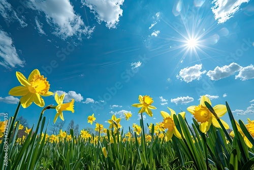 Yellowish flowers that shine in the sunlight and give a yellowish tint to the sunlight.
