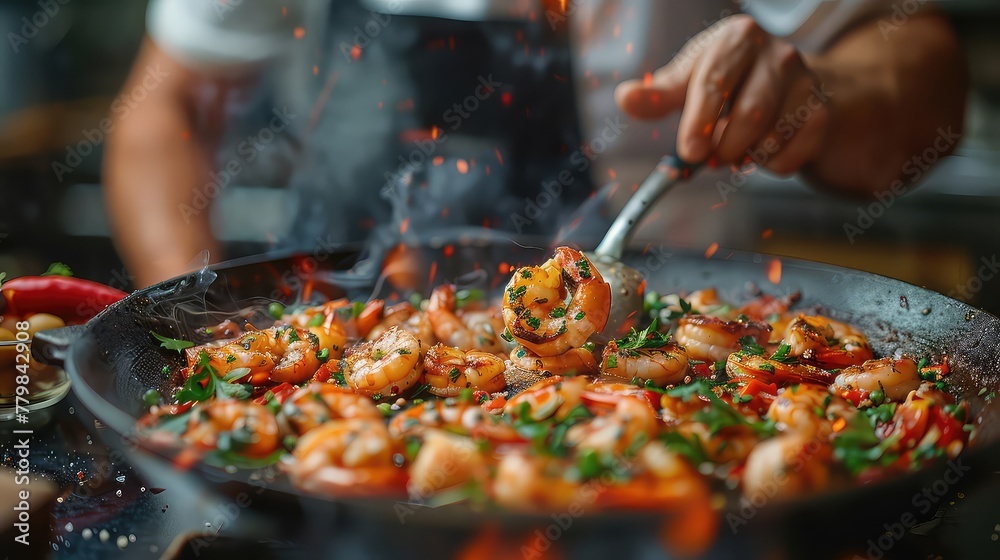 shrimps being cooked