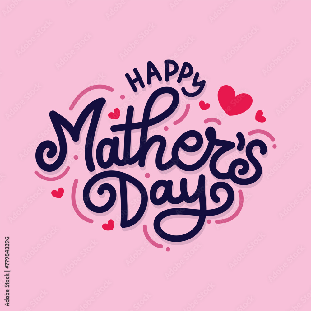 Happy Mother's Day Hand drawn typography with hearts vector illustration on pink background. Cute lettering greeting card to celebrate international Mother's Day. Mom loving wallpaper, poster, banner
Happy Mother's Day Hand drawn typography with hearts vector illustration on pink background. Cute lettering greeting card to celebrate international Mother's Day. Mom loving wallpaper, poster, banner