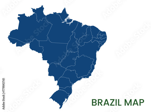 High detailed map of Brazil. Outline map of Brazil. South America