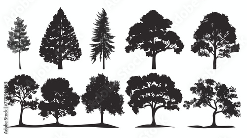 Trees silhouette on vector style flat vector 