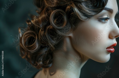 Elegant Vintage Hairstyle Portrait - Classic Beauty in Close-up