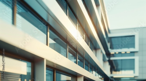 Modern Architecture Office Building Exterior at Sunset