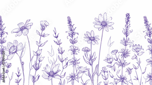 Vector. Seamless pattern floral lavender background