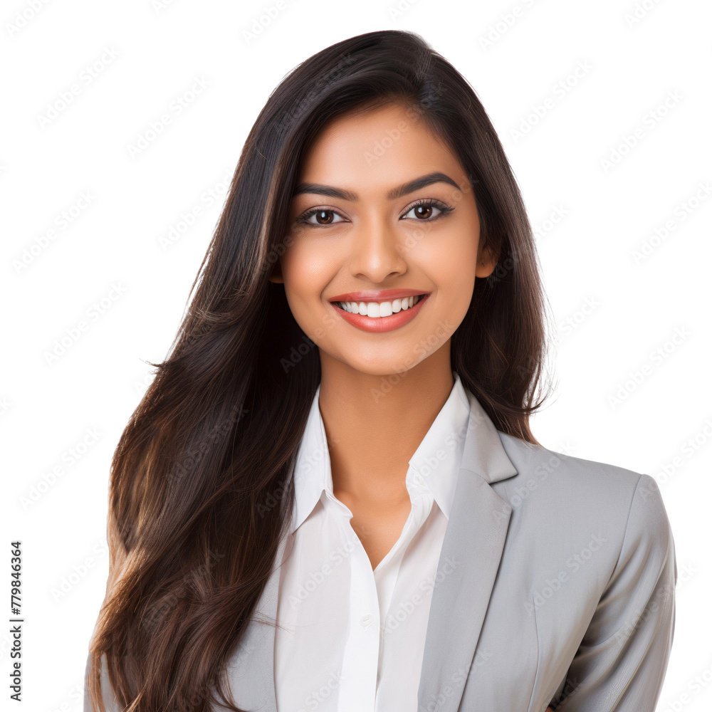 Portrait of a business woman smiling, headshot isolated on transparent background Portrait of a business woman smiling, headshot isolated on transparent background