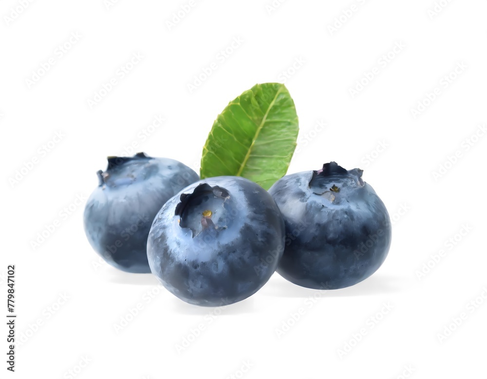 Blue berry with leaf on a white background Blue berry with leaf on a white background