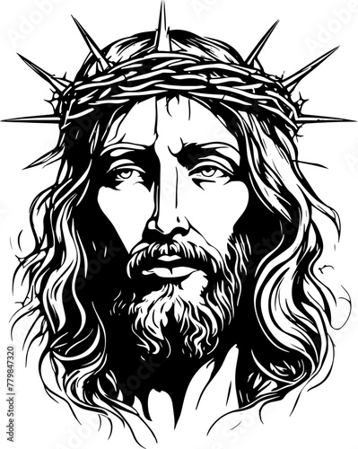 God, Jesus Christ, grace, good, ascension concept. Hand-drawn silhouette of Jesus Christ, the son of god concept sketch. Isolated vector illustration.