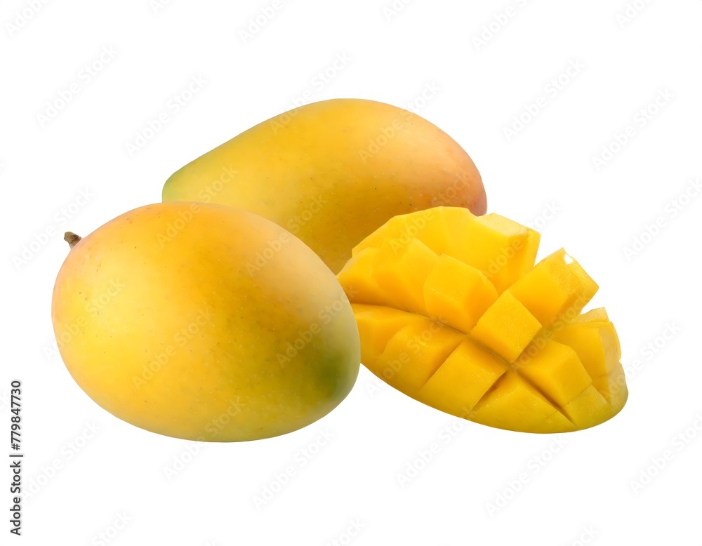 Three peace of mango on a white background Three peace of mango on a white background