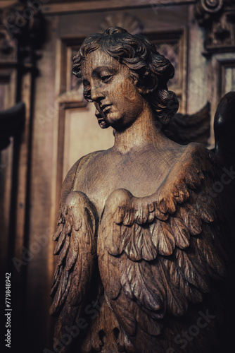 Serene wooden angel