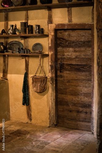 Medieval door in castle kitchen