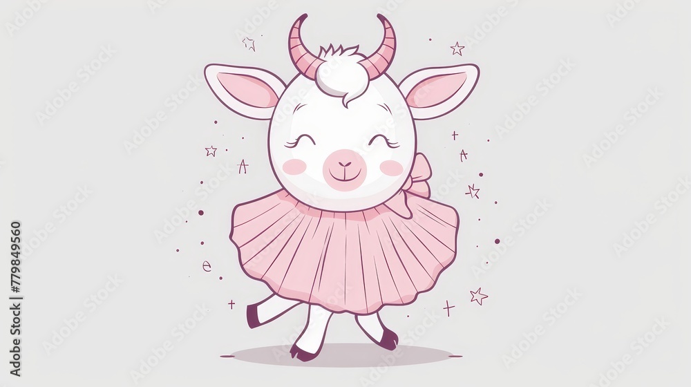 A small goat wearing a pink dress and crown around its neck A small goat wearing a pink dress and crown around its neck