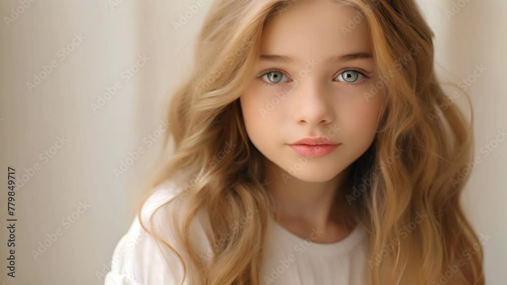 portrait of a beautiful young caucasian white American model teen girl looking forward. child ad with copy space, children, beauty, pretty, teenager portrait of a beautiful young caucasian white American model teen girl looking forward. child ad with copy space, children, beauty, pretty, teenager