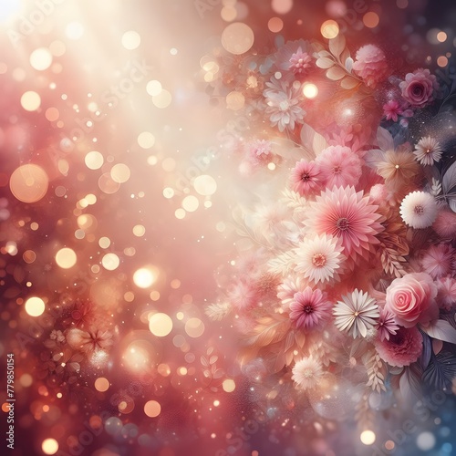 Abstract bokeh and blurred pink flower background generated by ai