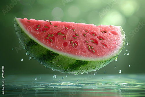 slice of watermelon with drops