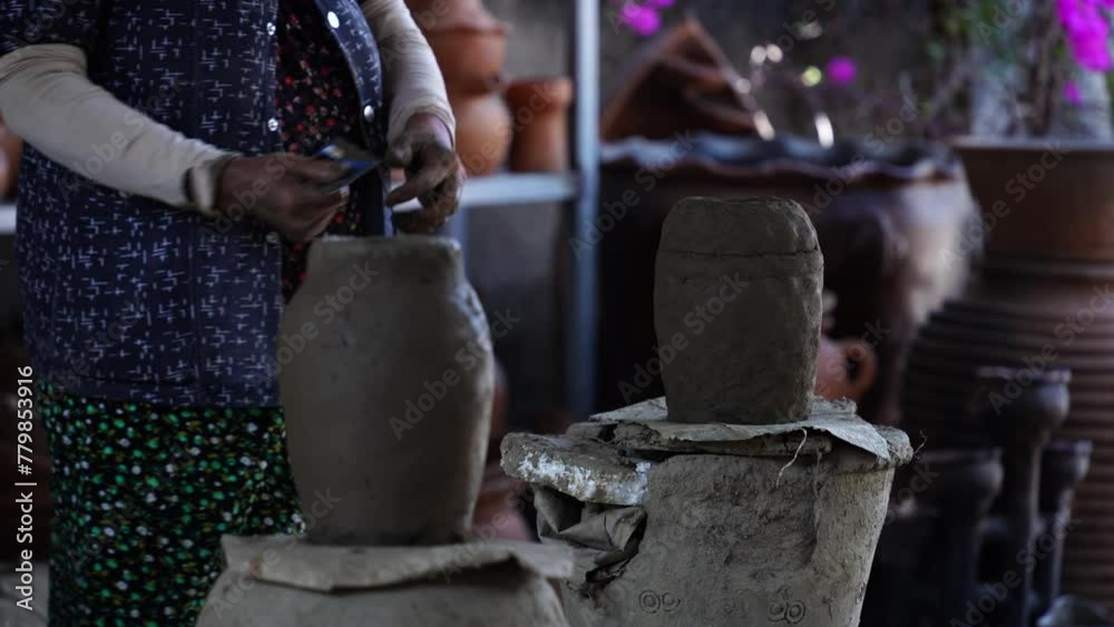 Woman works at Bau Truc pottery village in Phan Rang, Ninh Thuan province, Vietnam