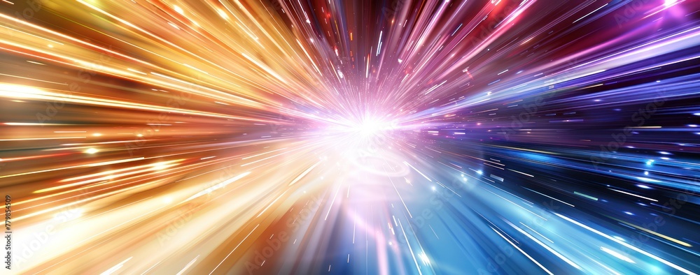 Fond dynamique et vibrant présentant une représentation abstraite de la vitesse de la lumière, illustration avec espace pour texte. Fond dynamique et vibrant présentant une représentation abstraite de la vitesse de la lumière, illustration avec espace pour texte.