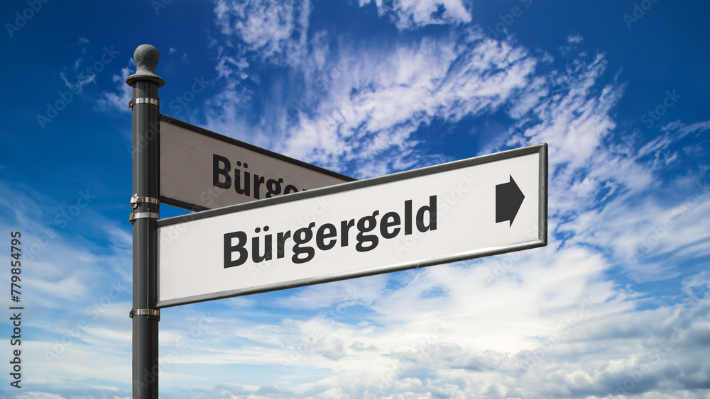 Obraz premium Signposts the direct way to German unemployment benefit