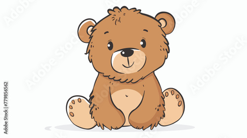 Baby bear doodle drawing flat vector isolated on white background 