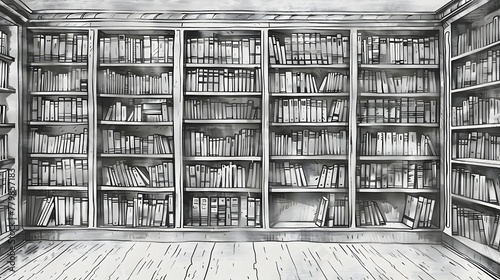 Illustrative Bookshelf Showcasing the Wealth of Literary Knowledge and Discovery