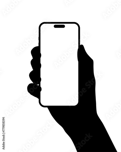 Mockup silhouette of modern smartphone in hand