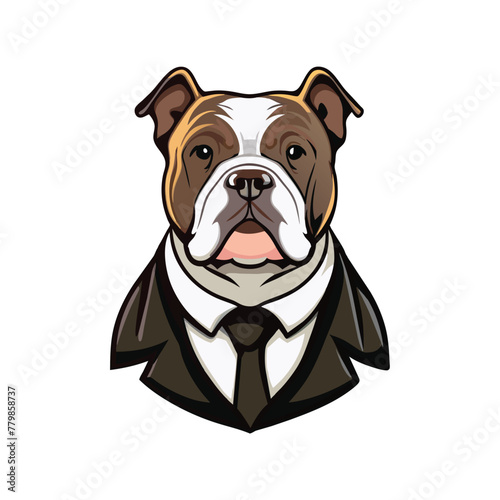 Bulldog vector illustration wearing a suit and tie  exuding professionalism and elegance.