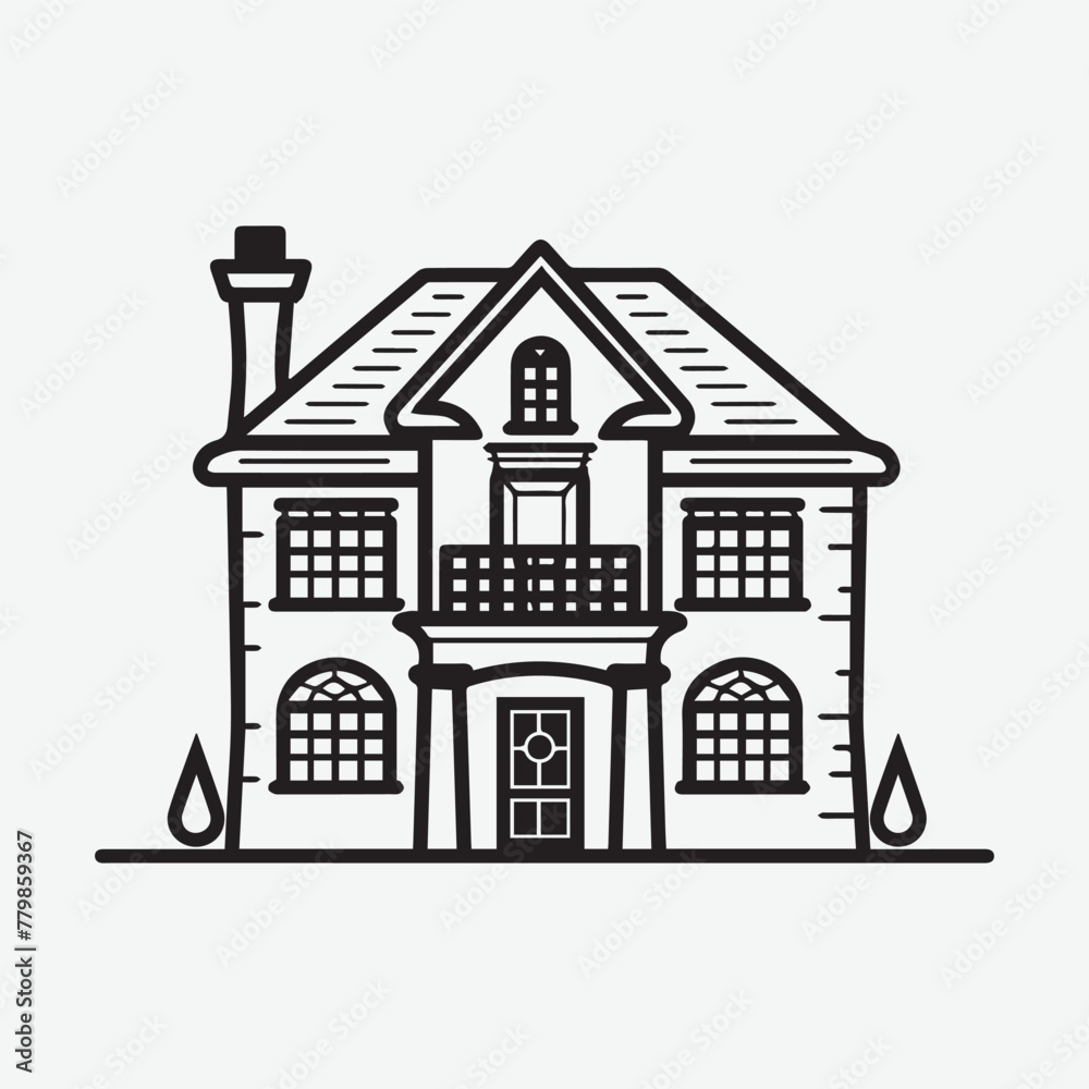 Building Containing house, office, bank, school, hotel, shop, university and hospital, real estate Vector illustration.