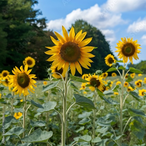 small field of sunflower flowers