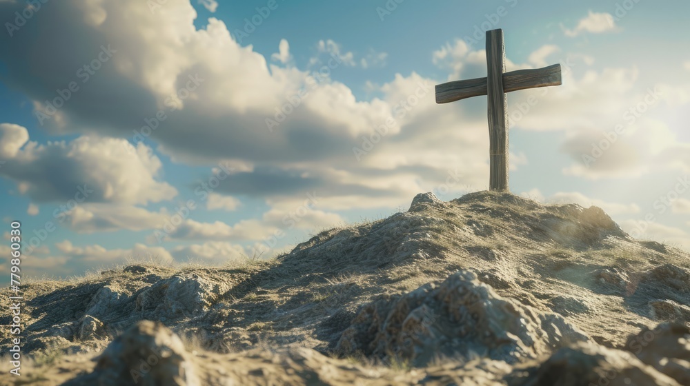 Golgotha Easter cross on hill Golgotha Easter cross on hill