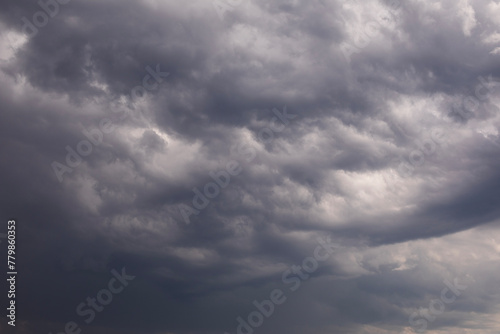 Dark storm clouds before rain. Natural weather dramatic background.