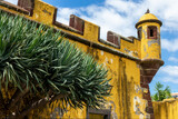 Sao Tiago fort, colorful yellow fortress in Funchal, Madeira island Portugal