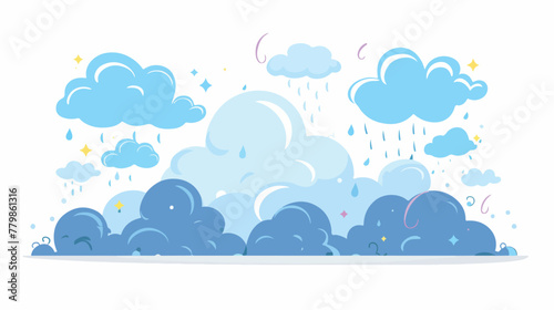 Fototapeta Naklejka Na Ścianę i Meble -  Cloud weather with thunder flat vector isolated on white background