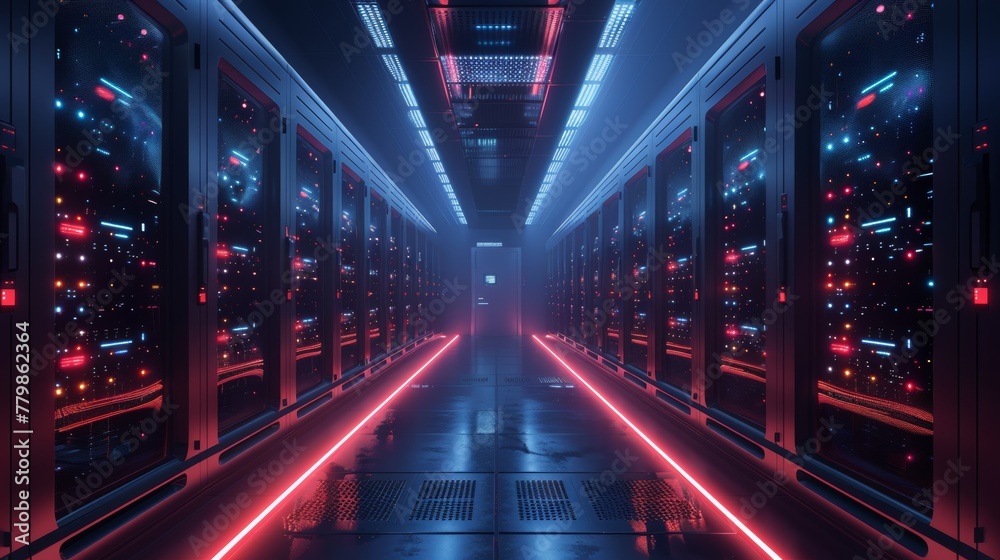 Computer data center rendered in AI...